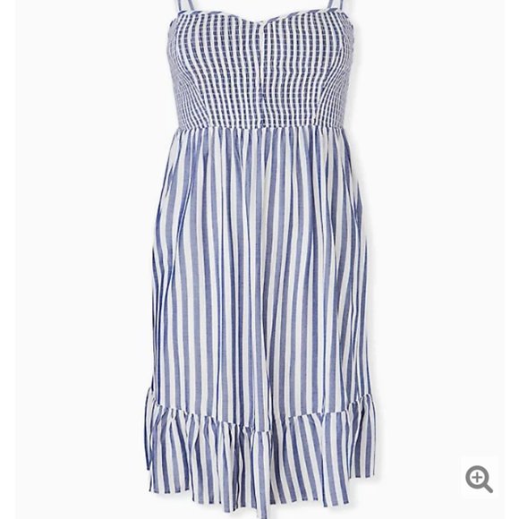 torrid Dresses & Skirts - Torrid Size 3 BLUE STRIPE SHIRRED SKATER DRESS